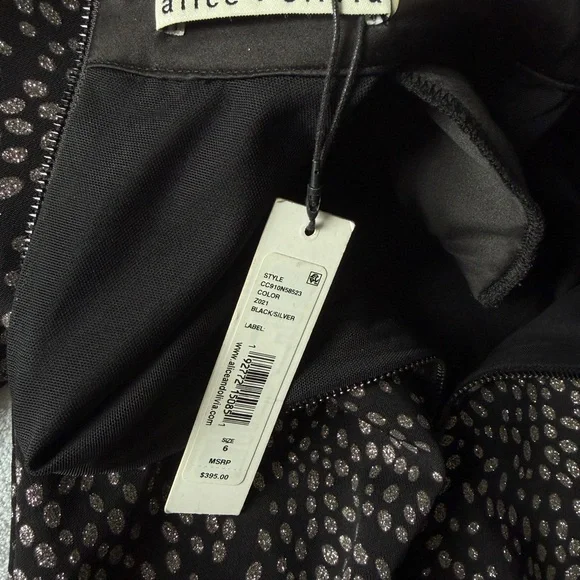 NWT $395 Alice + Olivia Black and Silver Mini Dress - Picture 9 of 11